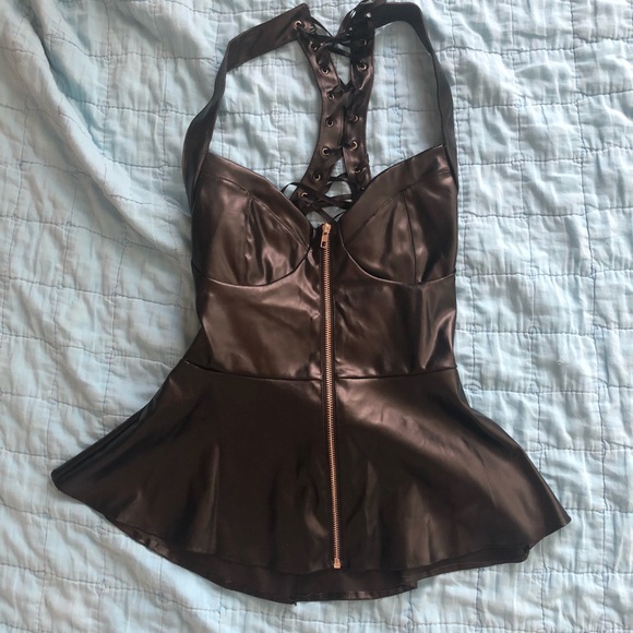 Other - Faux leather peplum corset top